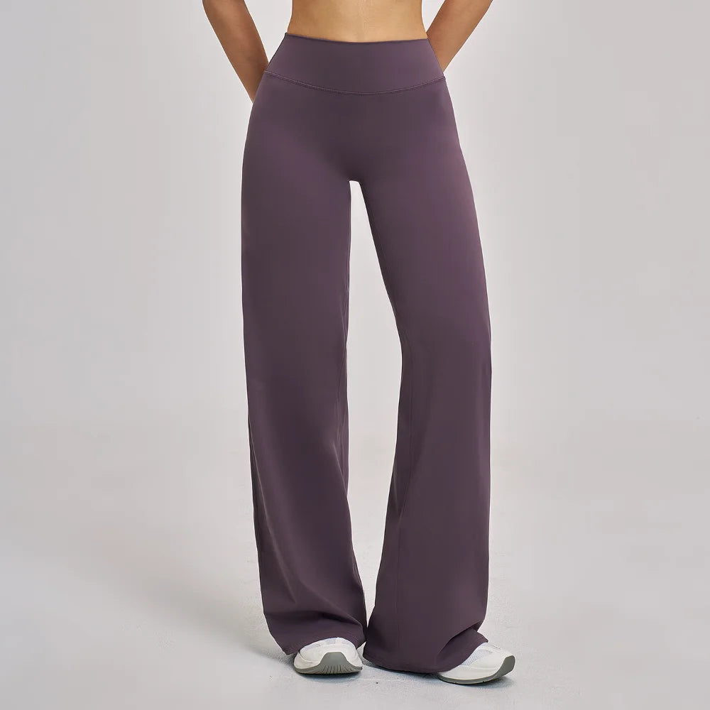 Women's Sports Yoga Pants High Waisted Straight Flared Trousers Running Fitness Sport Trousers Female Gym Casual Sports Pants