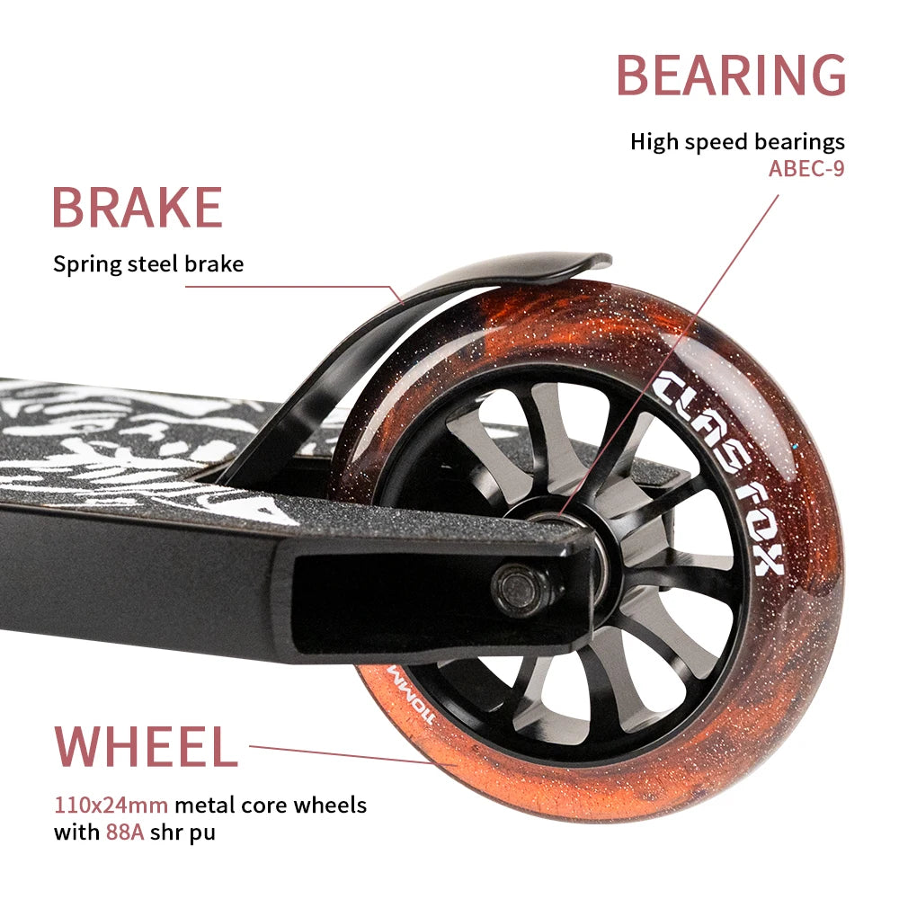 Hot Selling 110 Metal Core Wheel Stunt Scooter Pro Scooter Extreme Scooter Rainbow