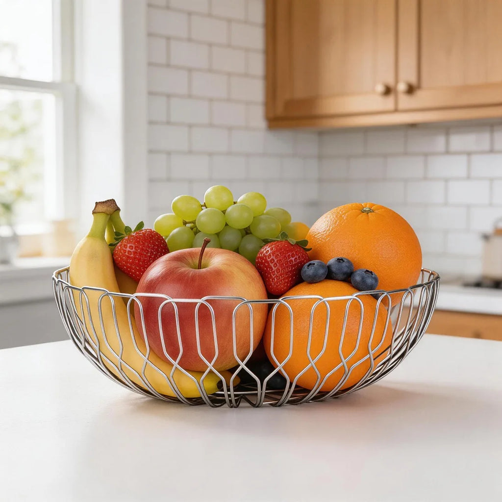 DSA light luxury stainless steel hollow bread basket fruit basket drain basket vegetable  living  home fashion decoration