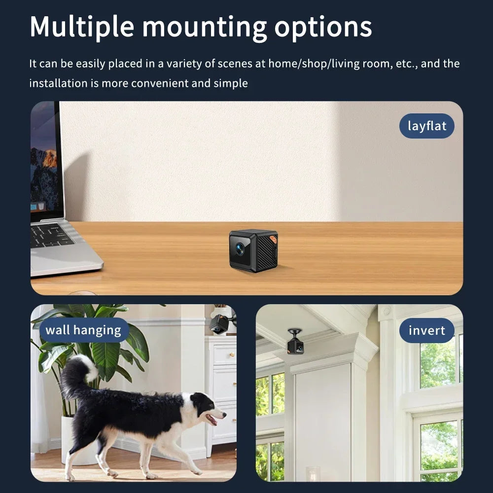 W02 Mini Security Camera 1080P HD, 140° Wide Angle, Bluetooth Pairing, 600mAh Battery, IR Night Vision 5M, Motion Alerts, Cloud/