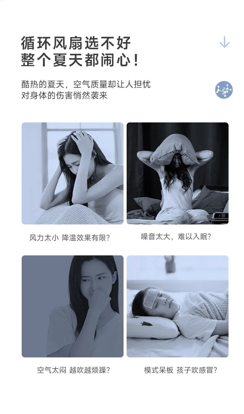 Air circulation fan floor fan purification and sterilization static eight-character shaking head home new electric soft fan