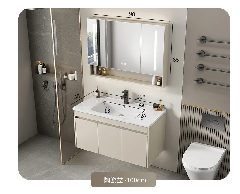 Wall Basin Bathroom Cabinet Set Sink Mirrors Shelves Bathroom Cabinets Storage Organizer Mobile Bagno House Accessories