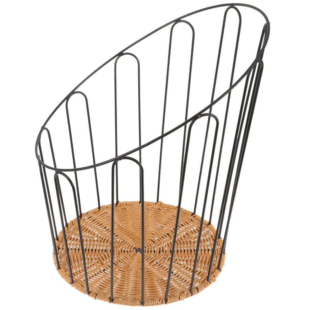 Bread Storage Basket Iron Frame Woven Rustic Hollow Bread Basket for Kitchen Countertop Serving Fruit Snacks Storage