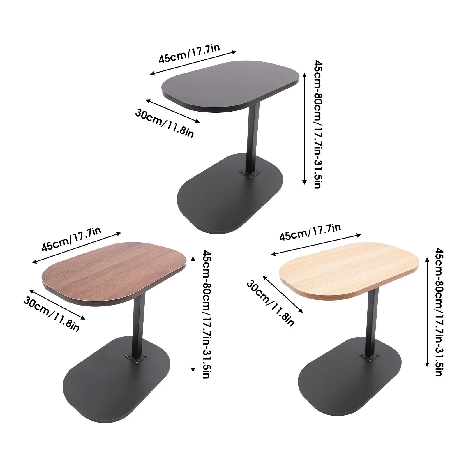 C Shaped Side Table Adjustable Height Compact Coffee Table 360 Rotatable Desktop Surface Modern Light Luxury Style