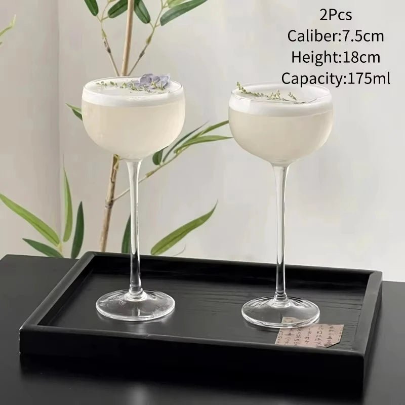 Japanese Handmade Cocktail Martini Glasses Slightly Tipsy Wine Glasses Crystal Tower Cups Goblets Tea Wine Glasses