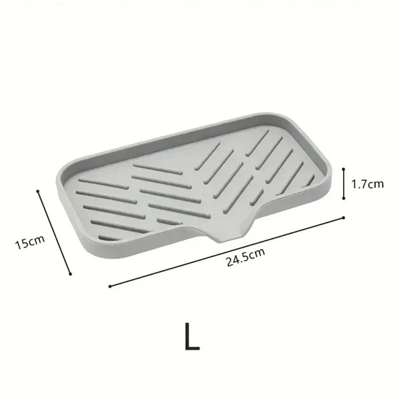1pcs Sink Silicone Tray With Drain Soap Sponge Storage Holder Countertop Sink Scrubber Brush Soap Storage Rack Kitchen Organizer