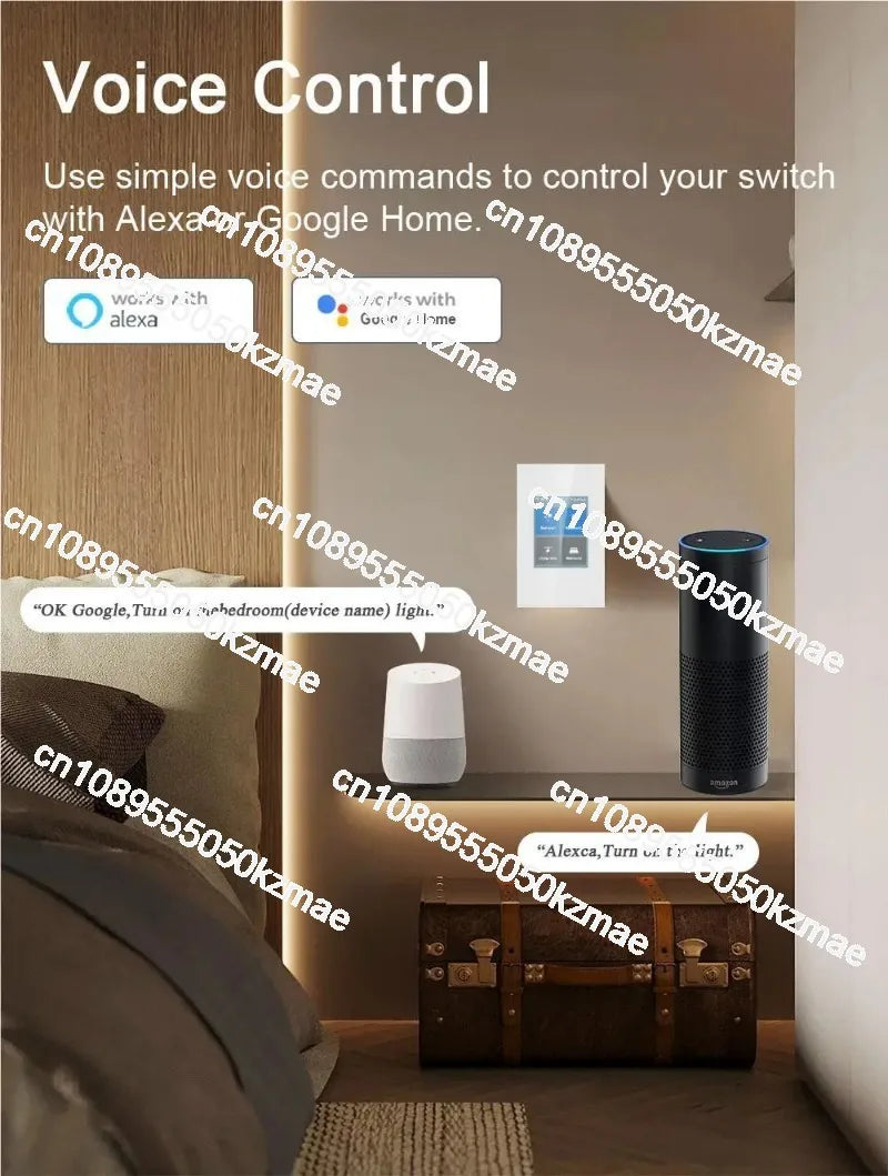 Suitable for supporting voice control LCD touch screen panel intelligent switch 4 Gang Light Lanbon WiFi Mesh Zigbee