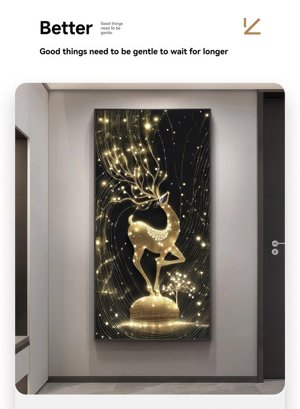 Light Luxury Deer Deer Wealth Making Entrance Led Decoration Painting Home Decoration Corridor Living Room Wall Painting Lights