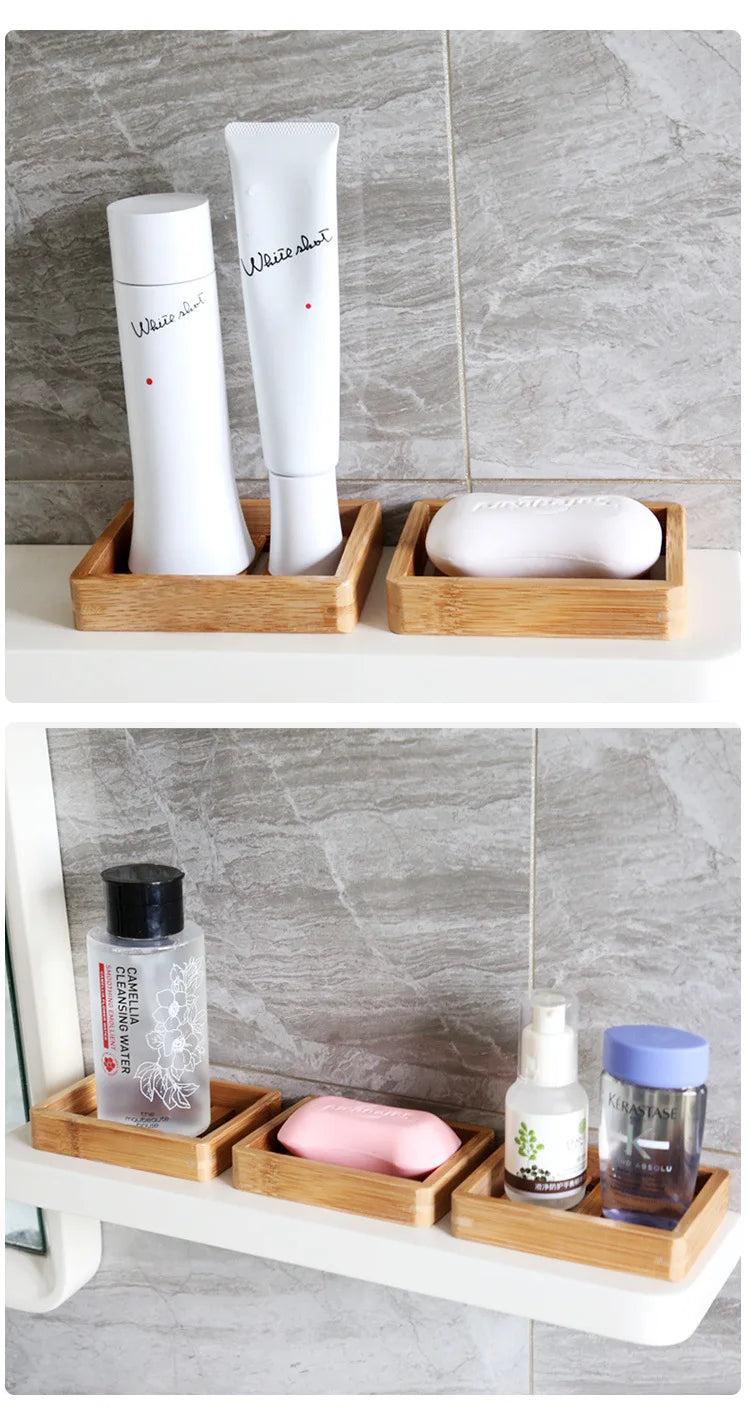 Creative bamboo soap box Simple wooden  soap dish Essential oil soap rack Drain soap holder