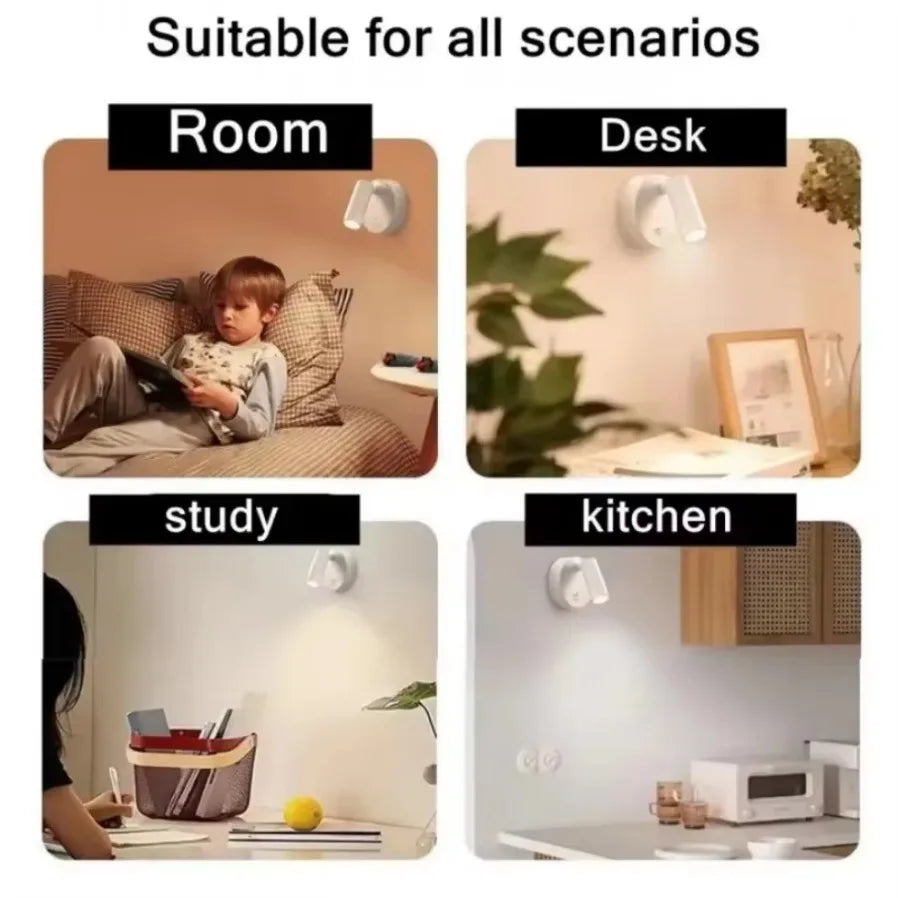 USB Rechargeable with Touch Switch Black Dimmable LED bedroom Wall Light White Magnet Magnetic base for Bedside Study Reading