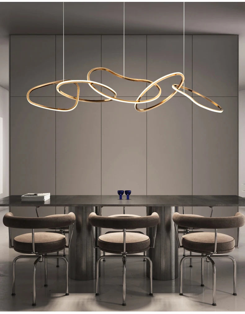 Postmodern Luxury led hanging lamp Minimalist art Personality Chandelier for Living Dining room Iron LED ring chandelier Light