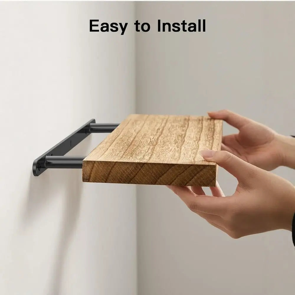 1pc Wall Mounted Floating Shelves Wooden Deeper Storage Shelf Multi Functional Thicker Bathroom Shelves