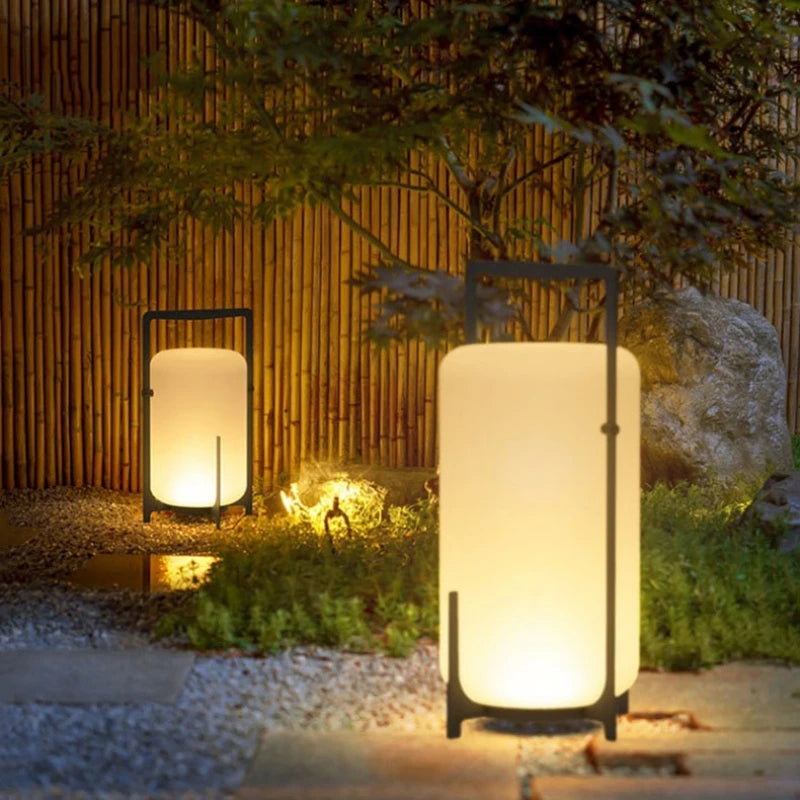 Modern Outdoor Indoor Floor Lamp White Acrylic Black Metal Lighting Floor Light For Garden Hotel Parlor Dining Room Bedroom
