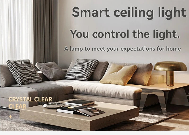 Modern Minimalist LED Ceiling Light for Living Room, 2026 New Model with Starry Sky Projection Effect and Integrated Spotlights
