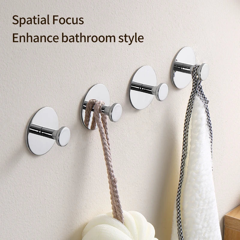 Towel Hooks Extra Sticky Stainless Wall Coat Racks Rustproof Hook Holder Wall Mount Punch-free Hanger for Kitchen Bathroom Home