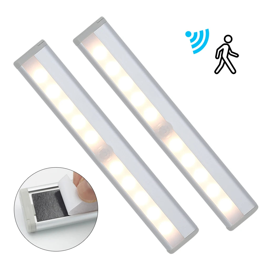 Ultra-thin LED Under Cabinet Lights PIR Motion Sensor Wireless LED Night Lights Bedroom Aluminum Kitchen Lamp Wardrobe Light