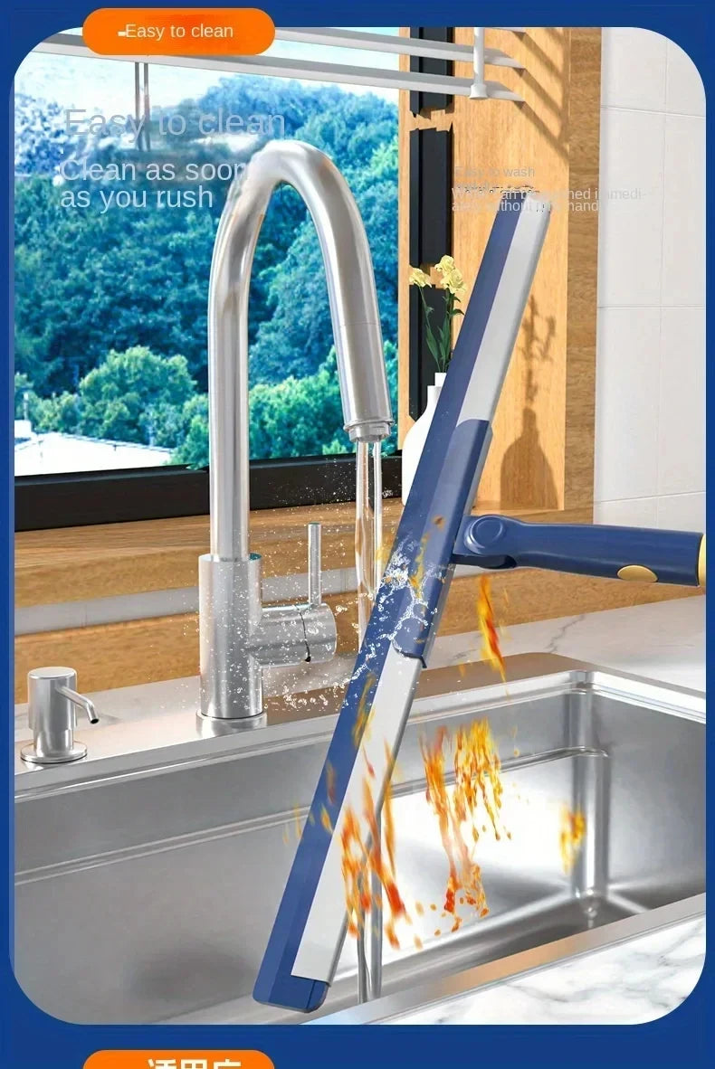 Portable Silicone Telescopic Scraper Mop Household Sweeping Floor Scraping Efficient Cleaning Toilet And Bathroom Brush