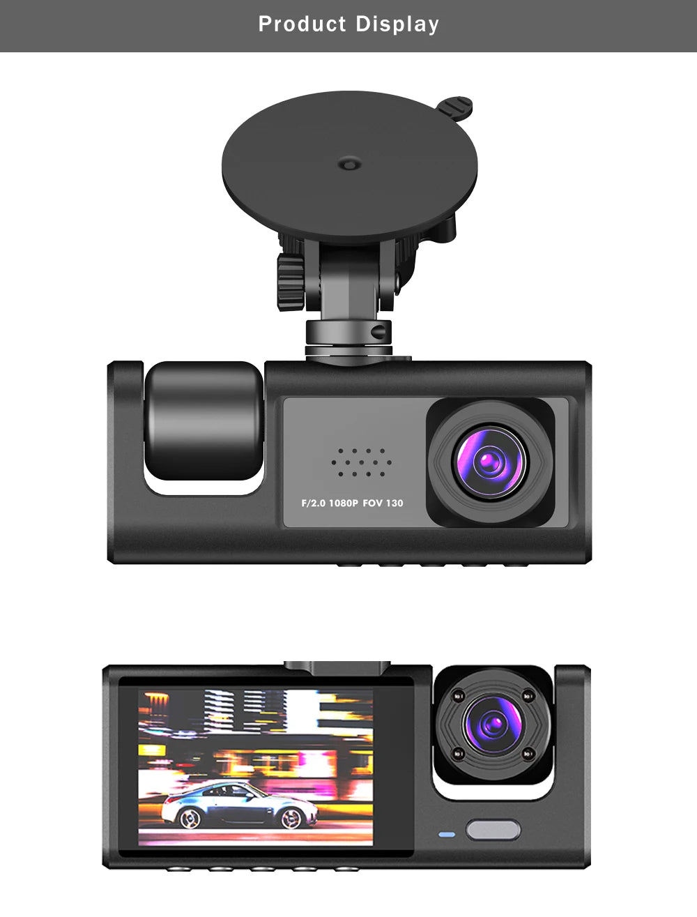 3 Channel Dash Cam HD 1080P 3-Lens Inside Vehicle  Car DVR Three Way Camera DVRs Recorder Video Registrator Dashcam Camcorder