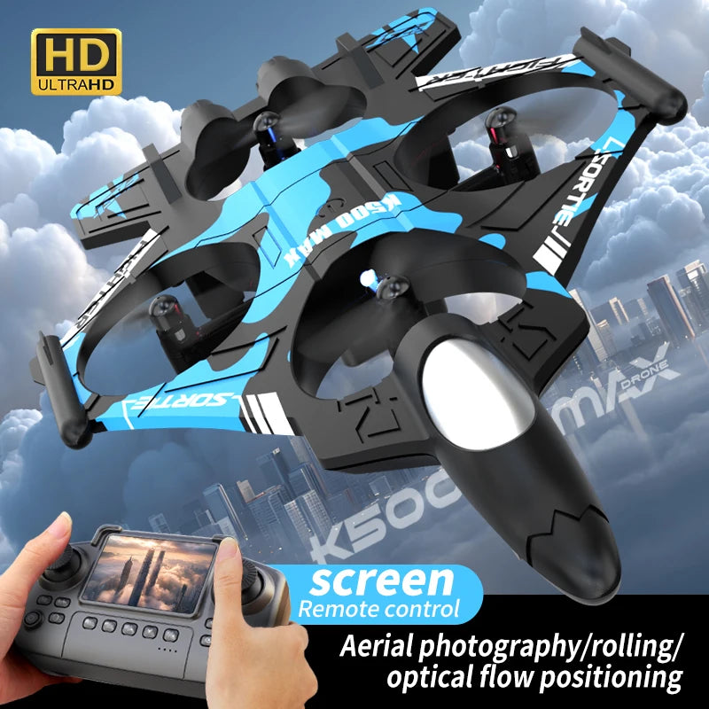 K500MAX Drone Fighter Jet 4k HD Professional Drone Camera WIFI Fpv Aircraft Quadcopte Aerial Photography Drone Birthday Toys