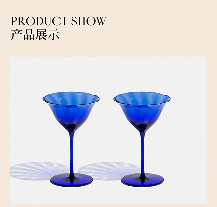 Sapphire Blue Wine Glasses Goblets niche Flowers Red Wine Glasses Crystal Glass Cocktails Martini Glasses Cup
