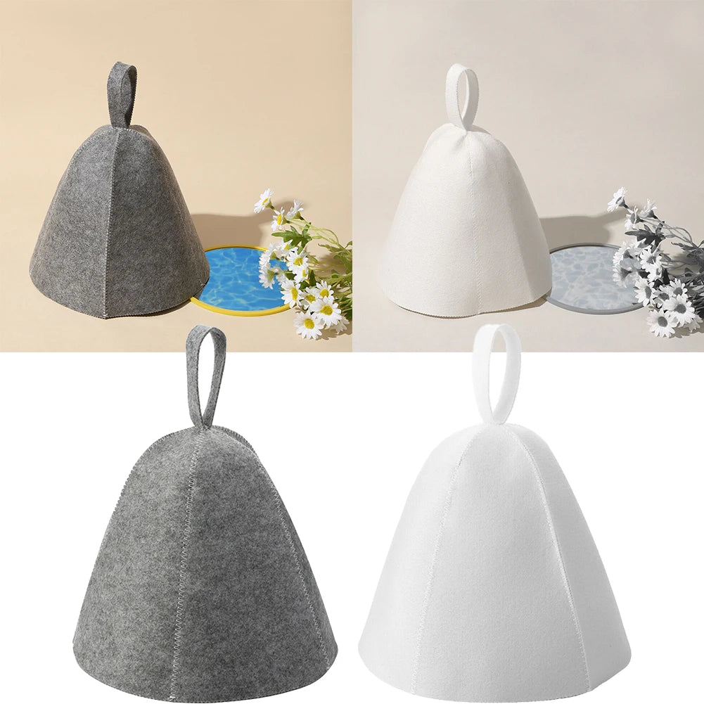 Thicken Wool Felt Sauna Hat Hair Protection Spa Sauna Accs For Bath Protection Felt Sauna Cap Absorbent Spa Cap