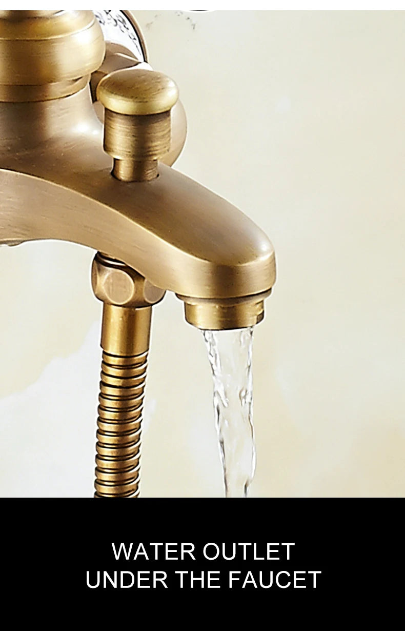 MOLI Wall mounted antique brass bronze brushed bathtub faucet with hand shower bathroom shower faucets torneiras 8306