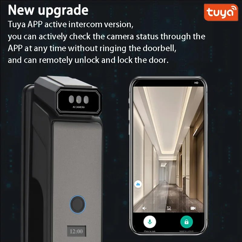 3D Face Real-time Intercom Smart Door Lock Palmar Vein Camera Intelligent Fingerprint Password Biometric Electronic Key Unlock