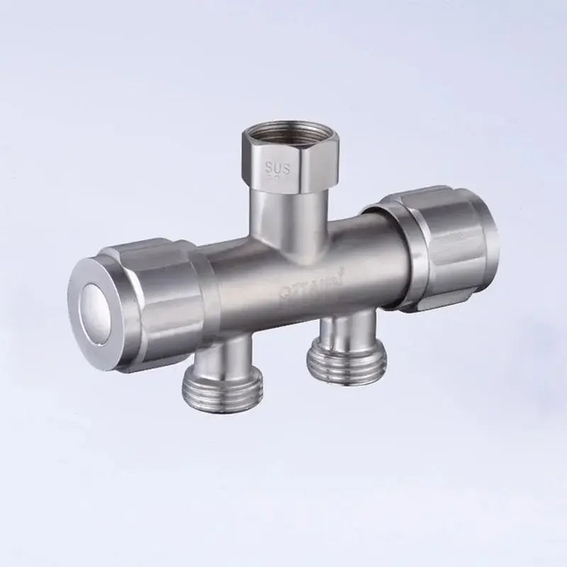 Stainless Steel Dual Head Water Outlet Dual Valve Faucet Washing Machine Faucet Splitter One In Two Out Dual Water Outlet Faucet