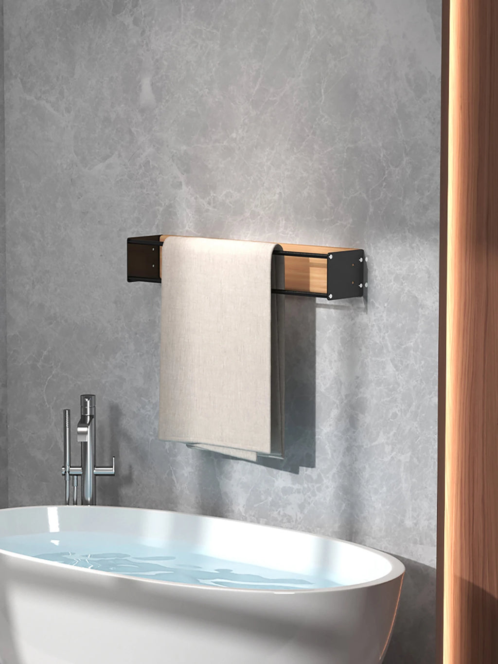Bathroom wall mounted towel rack, bathroom decorative towel rack, towel hanging rack, roll towel storage, no drilling required