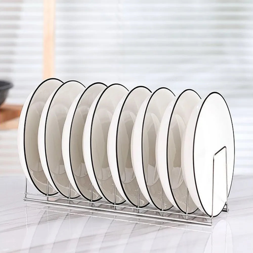 Stainless Steel Dish Draining Rack Multipurpose Silver Plates Storage Rack Space Saving Bowls Plates Drainer Holder Kitchen