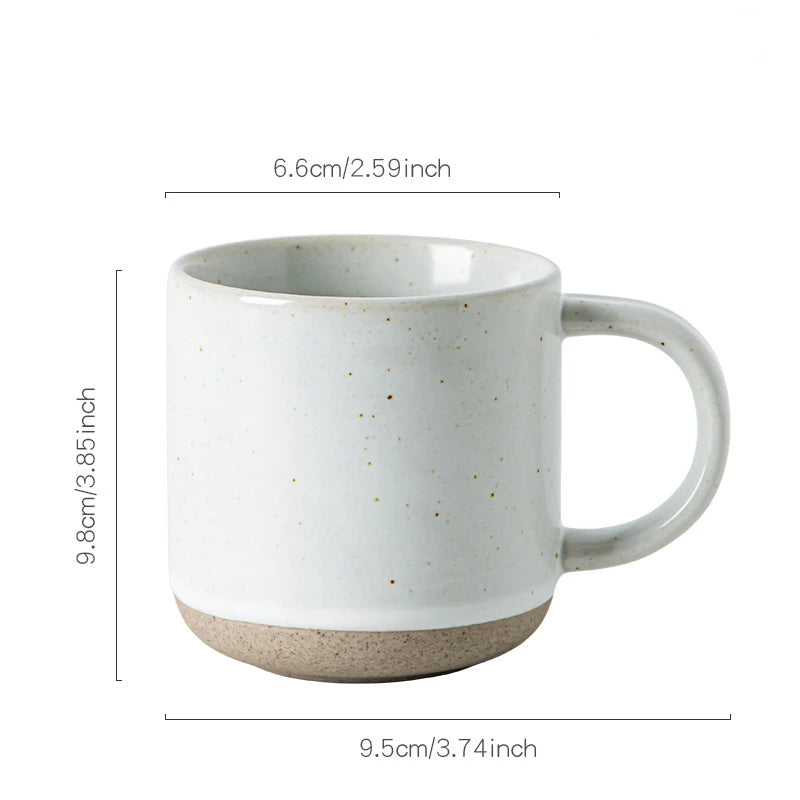 Custom Modern Design White Small Frosted Ceramic Tumblers Unglazed Base Speckled Coffee Mug With Handle Speckled Ceramic Mug