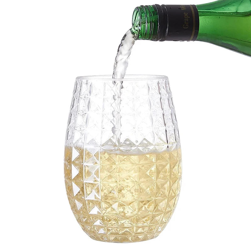 Wine Glasses Whiskey Cocktail Juice Drinking Plastic Cups - Unbreakable Reusable And Recyclable for Outdoor Pool party Picnics