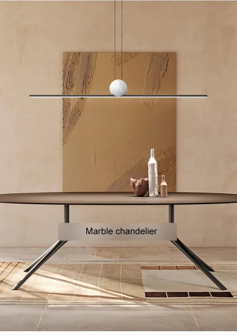 Italian Minimalist Restaurant Chandelier, Modern Light Luxury Exhibition Hall, Island Bar Counter, Straight Strip Lighting Fixtu