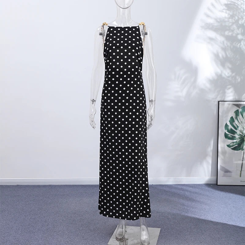 Sexy Bead Strap Maxi Dresses Women's Slim Sleeveless Backless Waist-cinching Hip-wrap Dress 2026 New Ladies Summer Evening Grown