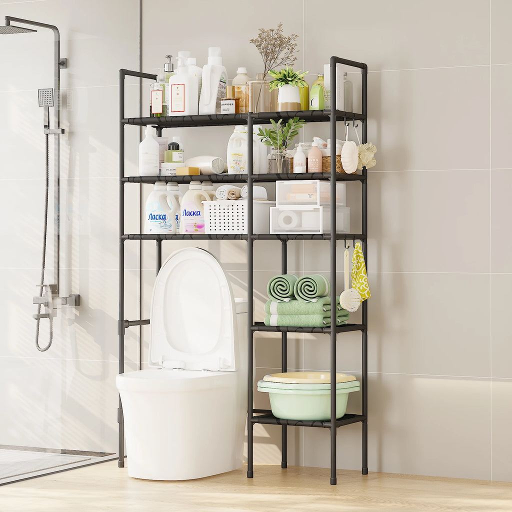 2/3 Tier Bathroom Storage Cabinet - Space-Saving, Over-The-Toilet Storage Shelf, Easy to Assemble, Suitable for Bathroom Essentials with Rust-Proof Metal Frame and Plastic Dividers, Ideal for Storing Toiletries, Towels, and D