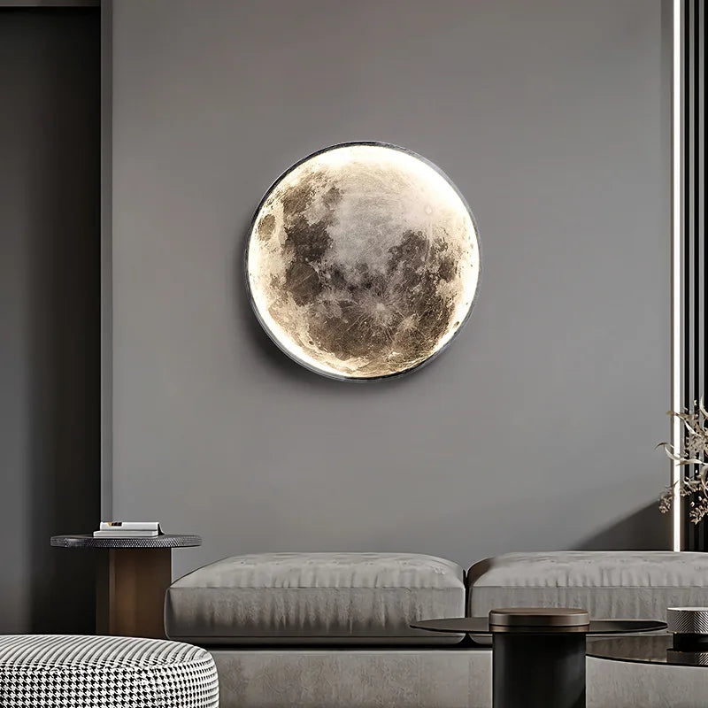 Modern Moon 3D Mural Wall Lamp Realistic LED Light Home Accessories Bedroom, Living Room Ceiling Lamp with Remote Control Decor