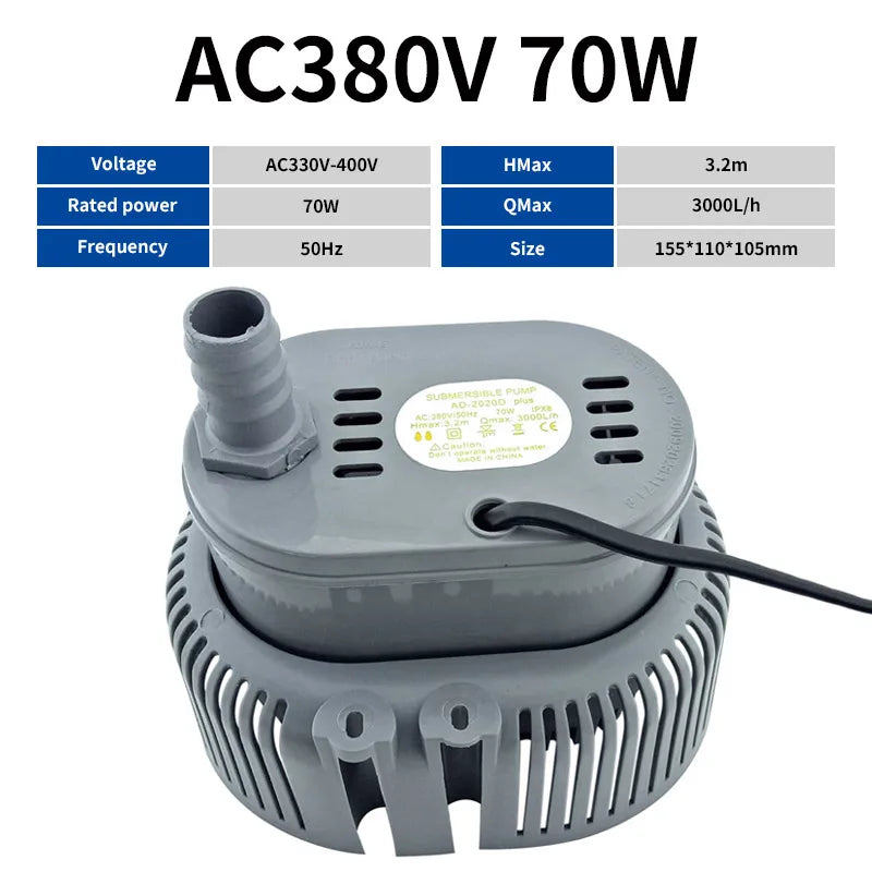 Submersible Pump 70W 220V Environmental Protection Air Conditioning Water Pump 45W 380V Cold Air Fan Water Pump