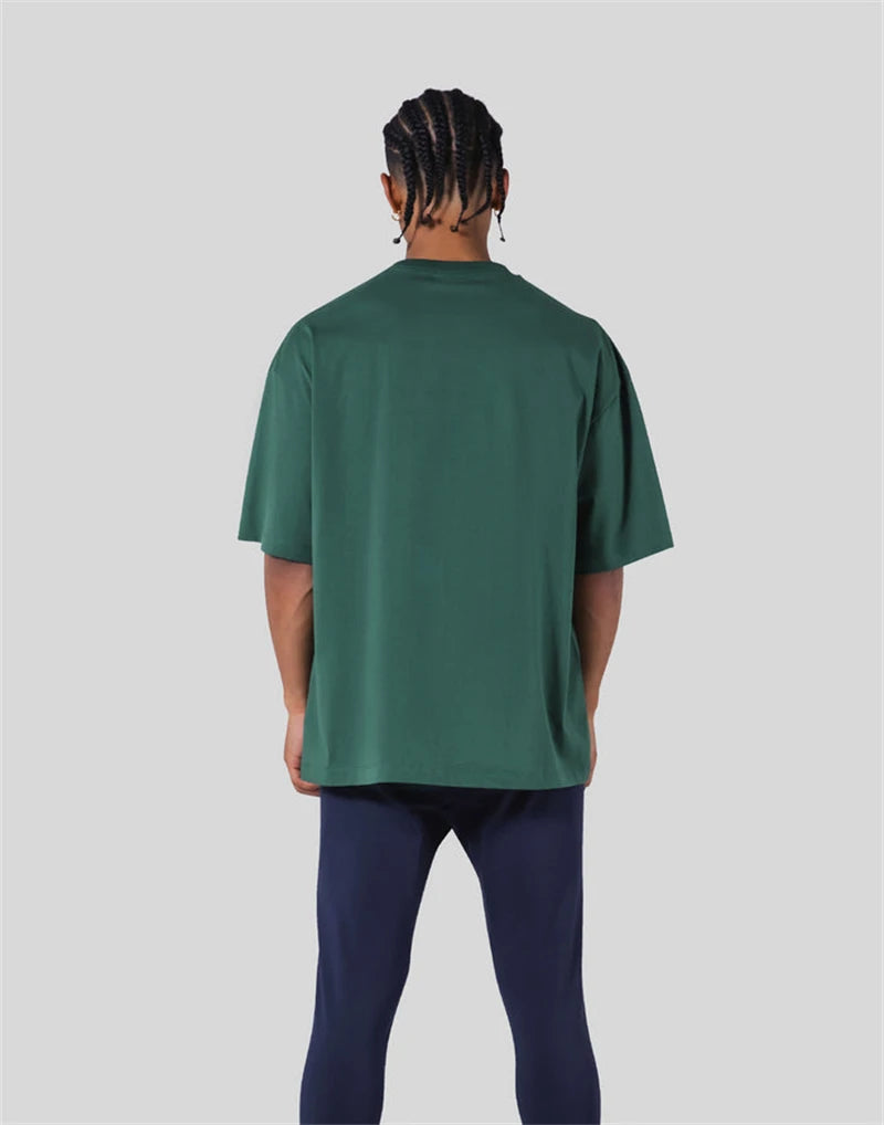 Green GYM Hip Hop Streetwear Men T-shirts Print T Shirt For Men Summer 100% Cotton Tees O-Neck Short Sleeve Tops