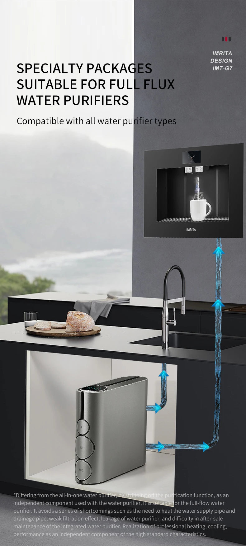 Home Embedded Compressor Cooling Water Dispenser with Sparkling Water Cold Hot Water
