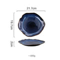 Ceramic Plates Deep Blue Irregular Flat Plate Pottery Dish Household Decoration Tableware Dinnerware Tray Hotel Kitchen Supplies