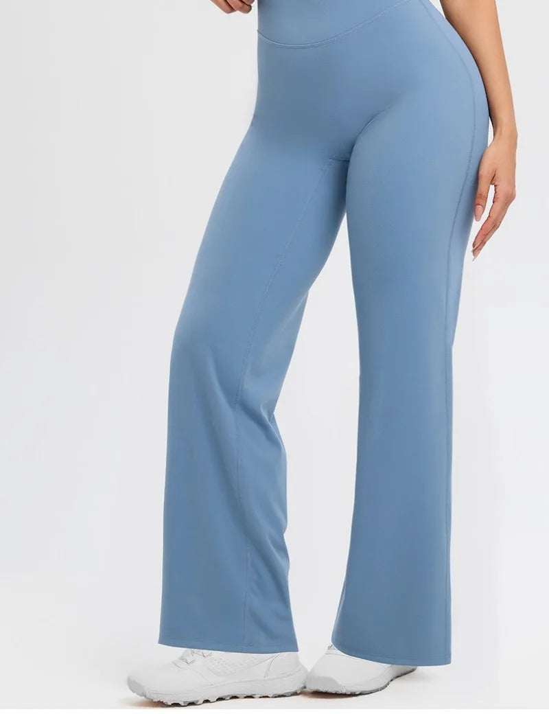 2026 C-B Women High Waist V Back Scrunch Straight Leg Yoga Pants Naked Feel Tummy Control Stretch Gym Pilates Sports Trousers