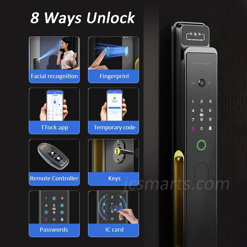 Full Automatic TTLOCK APP 3D Face Recognition Smart Door Lock Fingerprint Password  6068 Combination Digital Door locks