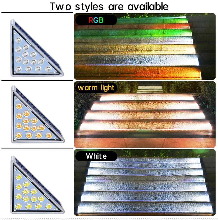 LED Step Lamp Stair Light Outdoor IP67 Waterproof Solar Light With Lens Anti-theft Design Decor Lighting For Garden Deck Path