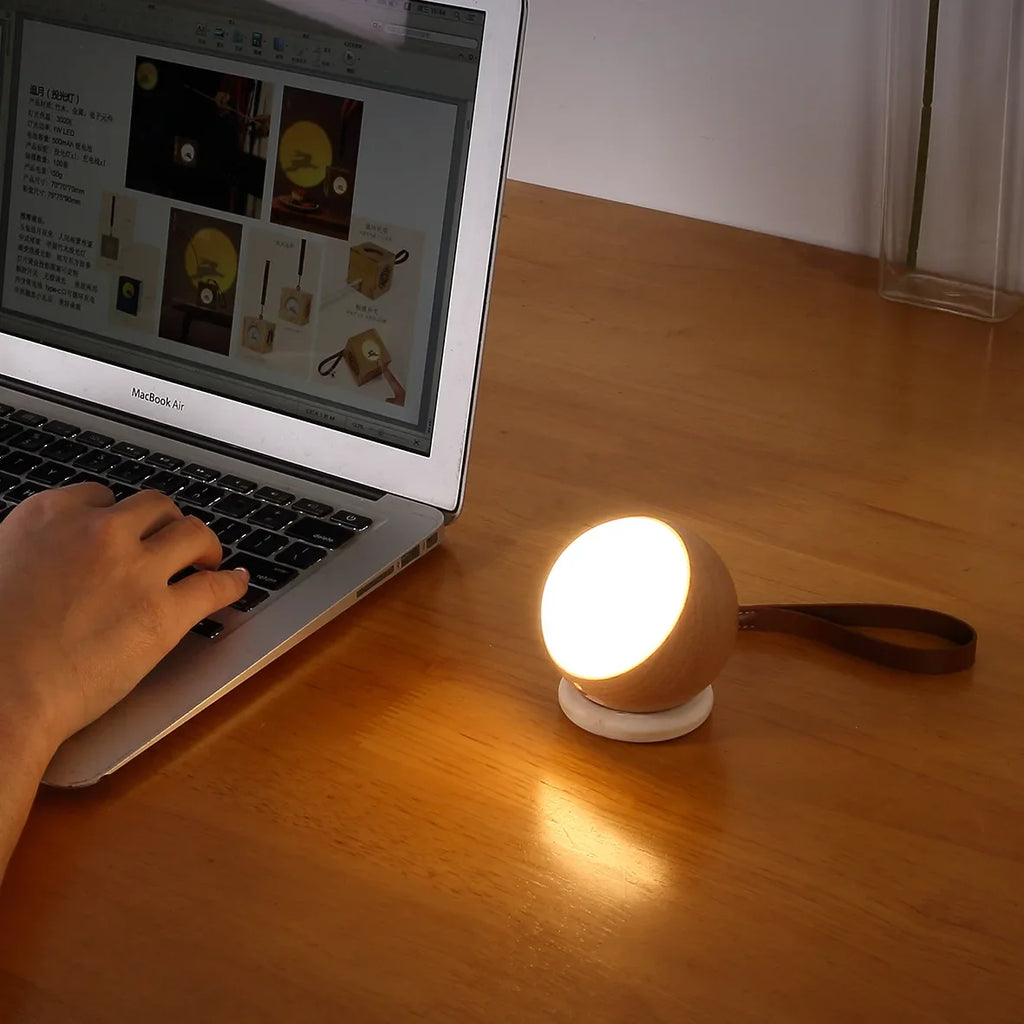 Smart Voice Control Light Portable Light USB Charging Wall Lamps Bedside Light Wall Hanging Wireless Round Atmosphere Lighting