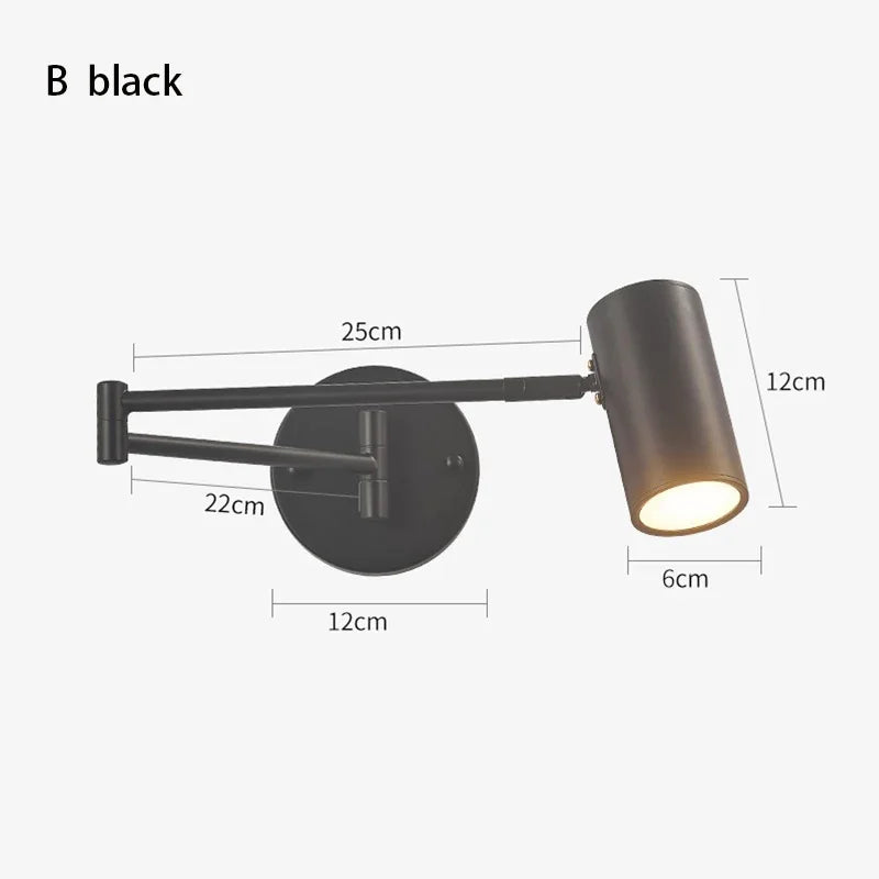 Modern Bedroom LED Wall Light Touch Sensor Switch White Black Gold Long Pole Arm Folding Bed Head Wall Reading Wall Light