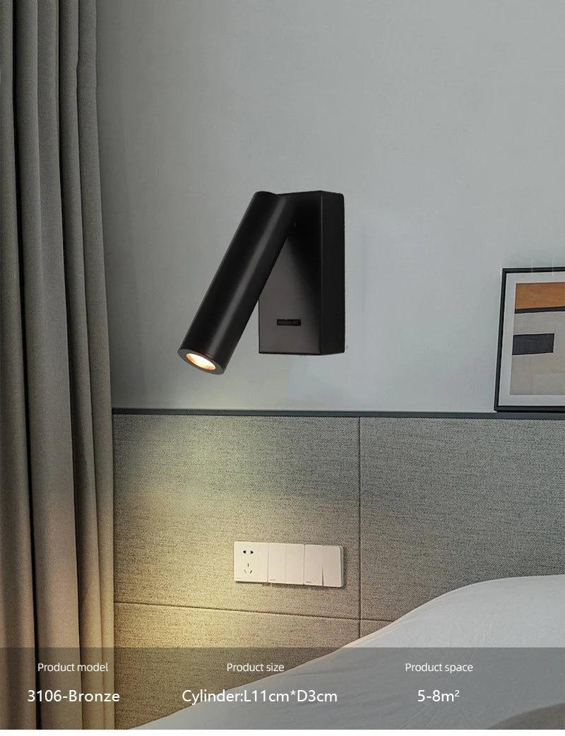 Modern LED Wall Lights Rotatable Adjustable Reading Lights Bedroom Bedside Living Room Study Room Household Lighting Fixtures