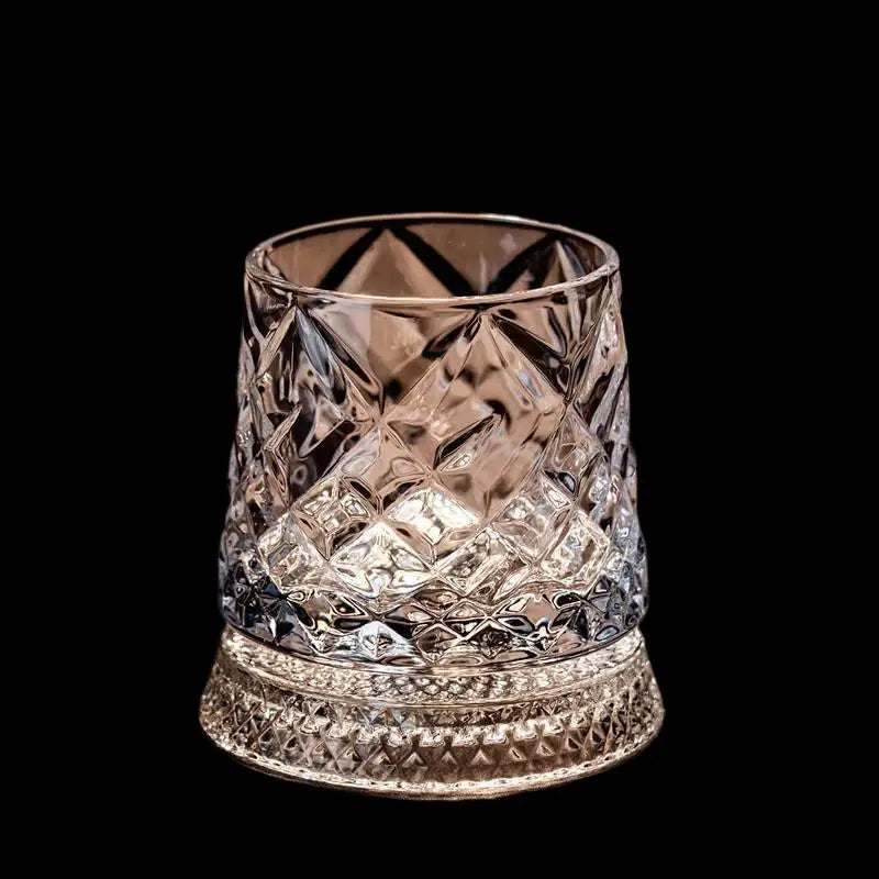 【Whiskey Glasses Rotating Whisky Glass With Glass Base 360 Rotate Degrees Crystal Rum Glass For Cocktail Party Drinking】
