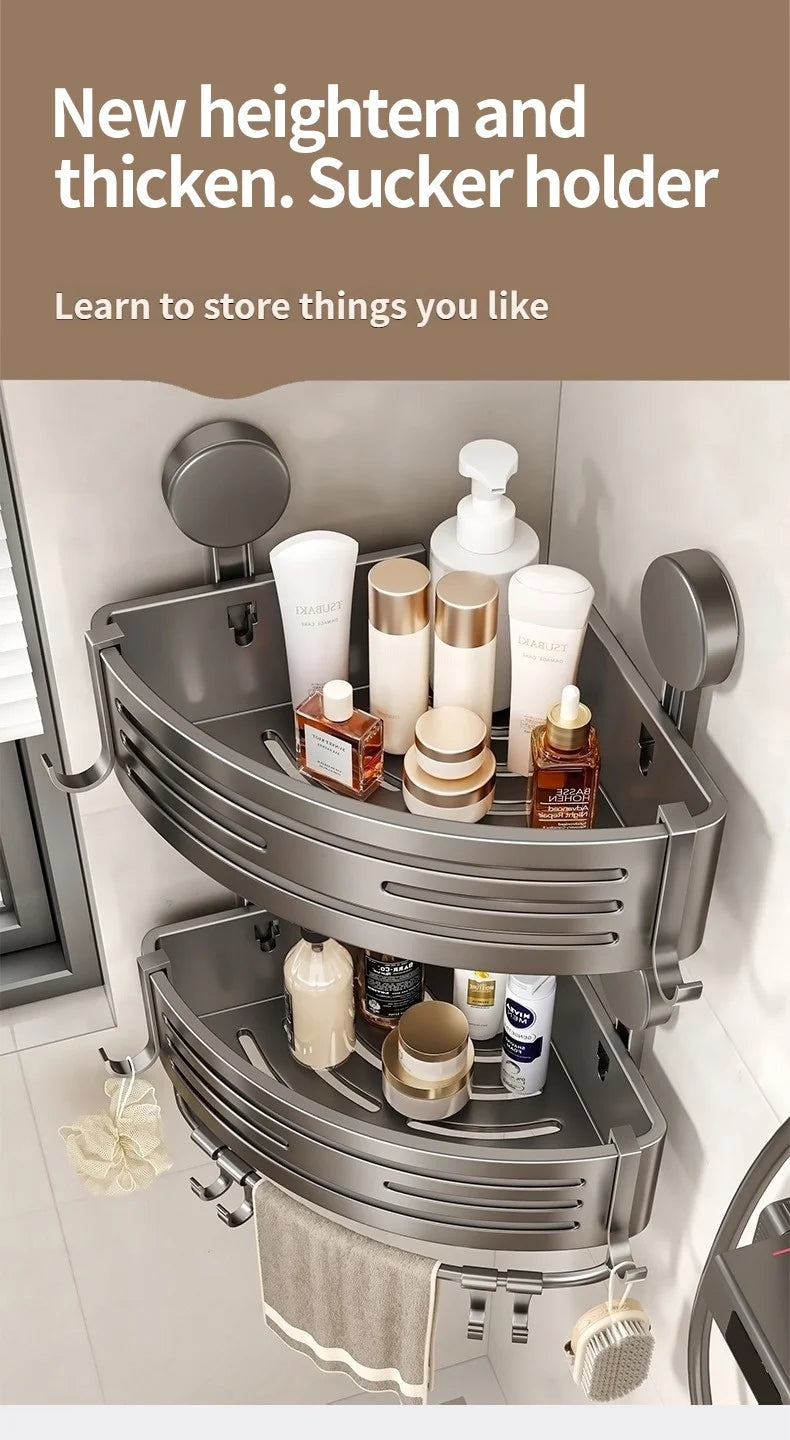 Bathroom Storage Shelf Suction Cup Perforation-Free Bathroom Triangle Toilet Wash Counter Corner Bathroom Storage Shelf