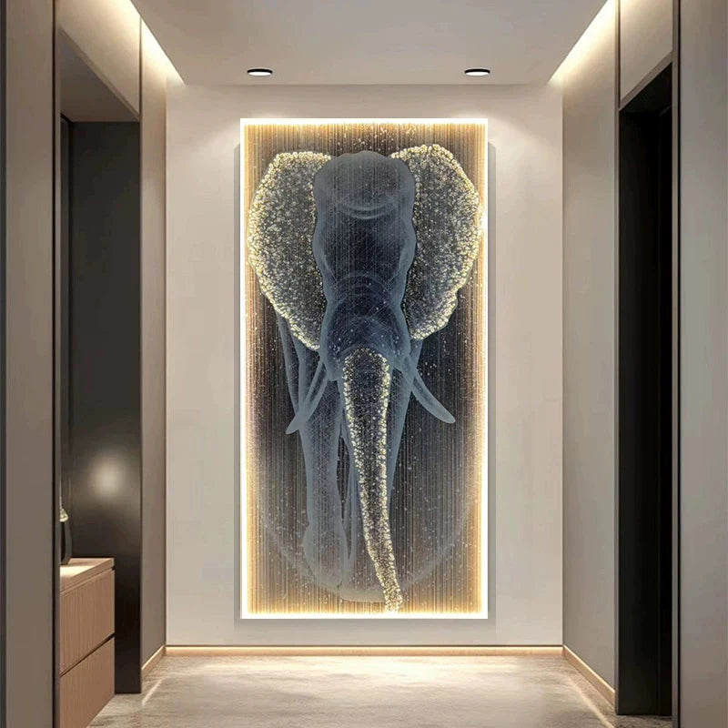 New  Modern High-end Wall Lamp Remote Control Light Luxury Living Room Decoration Painting Lamp Elephant Hanging Painting LED