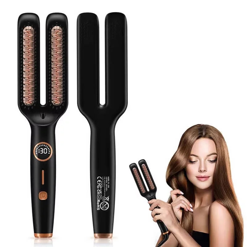 Straightening Brush One-Step Heated Straightener Lcd Digital Hot Comb For Smooth Anti Frizz Hair Electric Brush Straightener